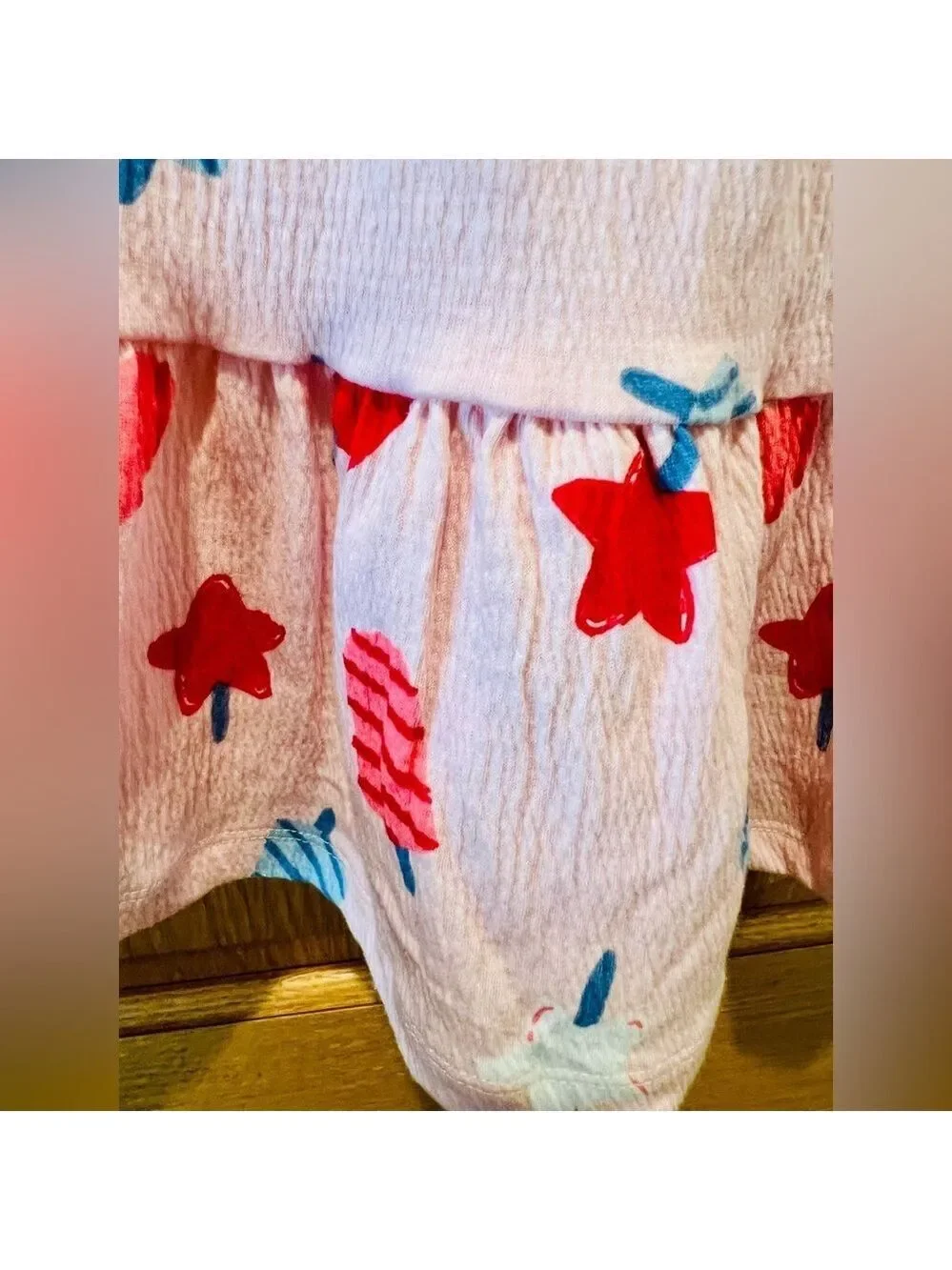 NWT Carter's Patriotic Pink Dress with Red and Blue Popsicle Print Size 12m